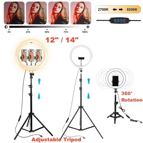 Led ring light - 12"/14", &